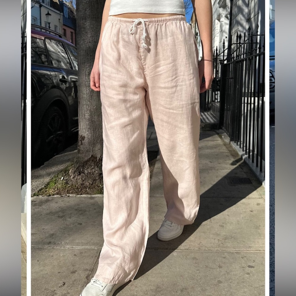 pink anastasia linen pants